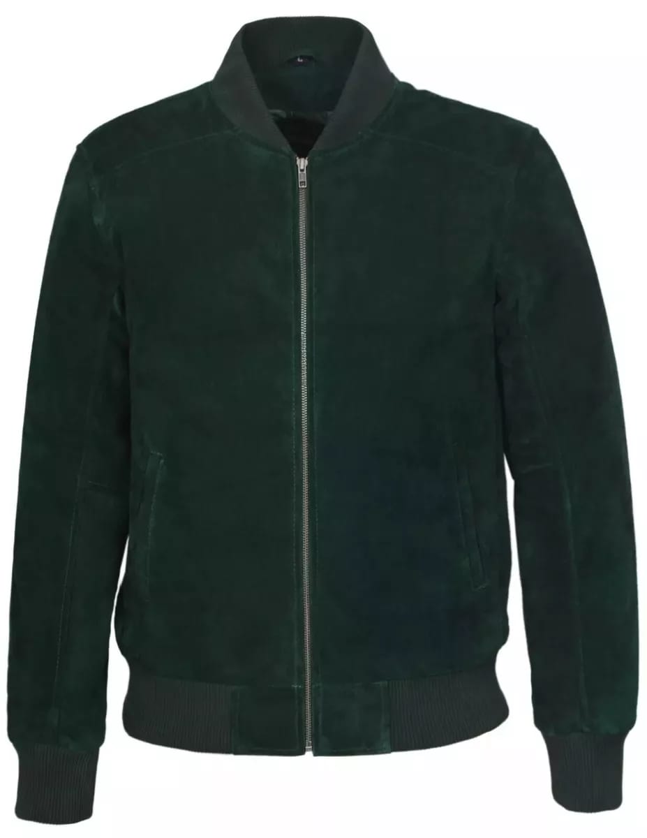 Suede leather Jacket Dark Green