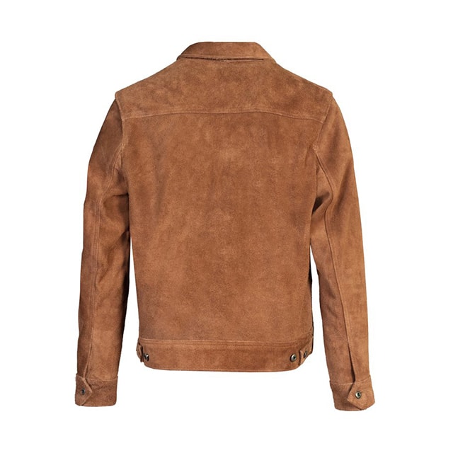 Suede Leather Jacket Brown with Collar