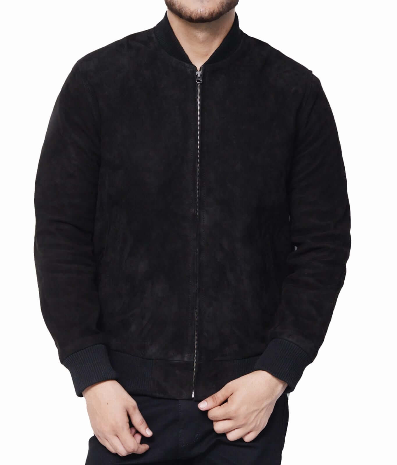 <img scr="black-Suede-Leather-Bomber-Jacket-for-men.jpg" alt="Black Suede Leather Bomber Jacket for Men"