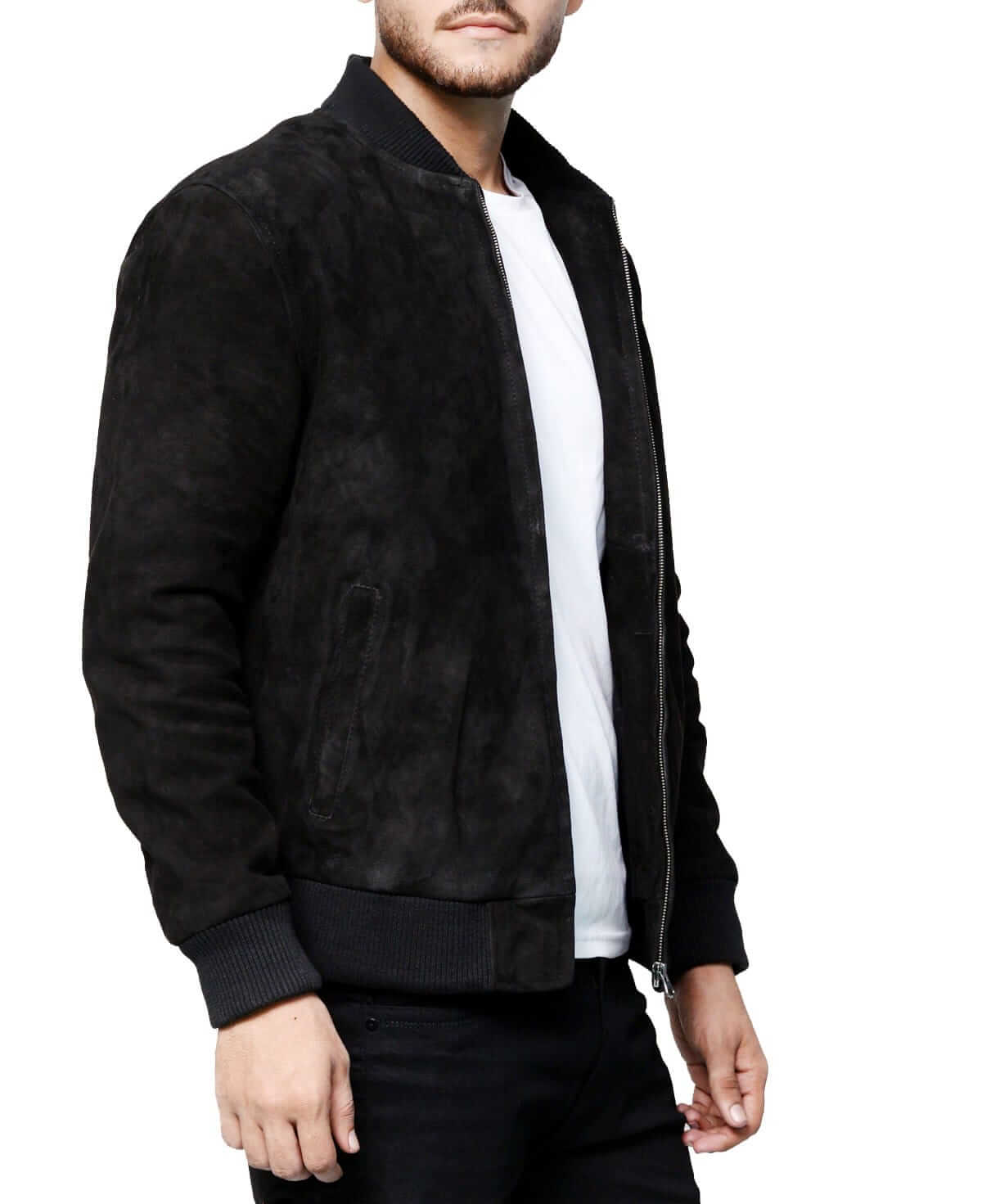 <img scr="black-Suede-Leather-Bomber-Jacket-for-men.jpg" alt="Black Suede Leather Bomber Jacket for Men"