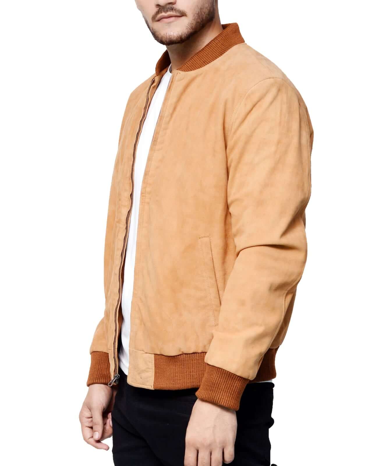 <img scr="brown-Suede-Leather-Bomber-Jacket-for-men.jpg" alt="Brown Suede Leather Bomber Jacket for Men"