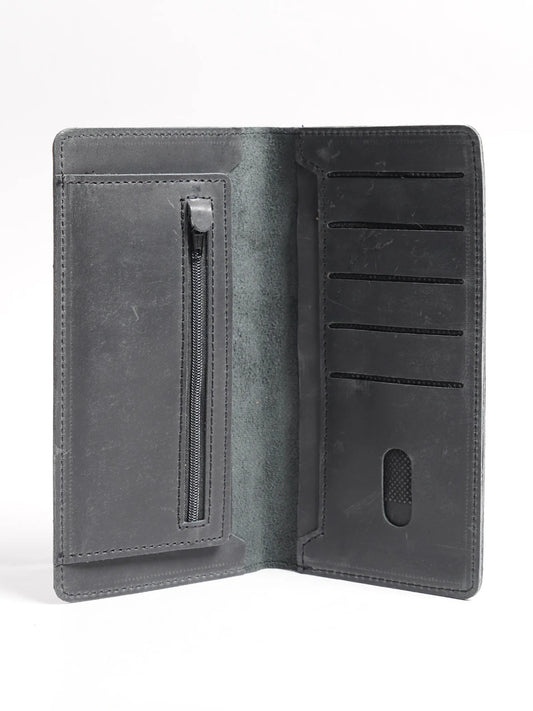 Black long leather wallet