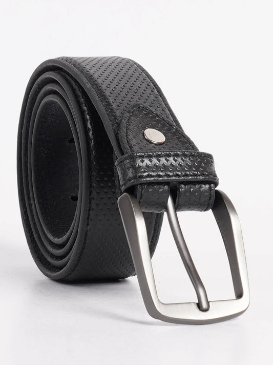 Black Textured Leather Belt ATB1007
