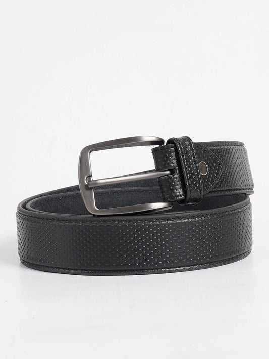 Black Textured Leather Belt ATB1007
