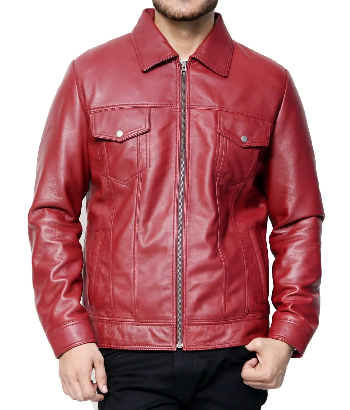 Bold Red Leather Jacket for Men | UK – Azlaan Trends