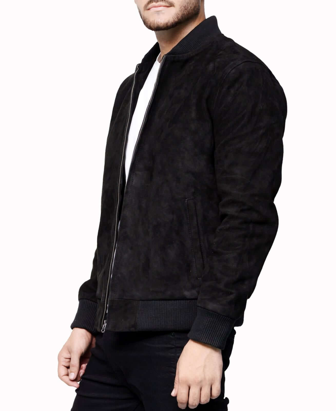 <img scr="black-Suede-Leather-Bomber-Jacket-for-men.jpg" alt="Black Suede Leather Bomber Jacket for Men"