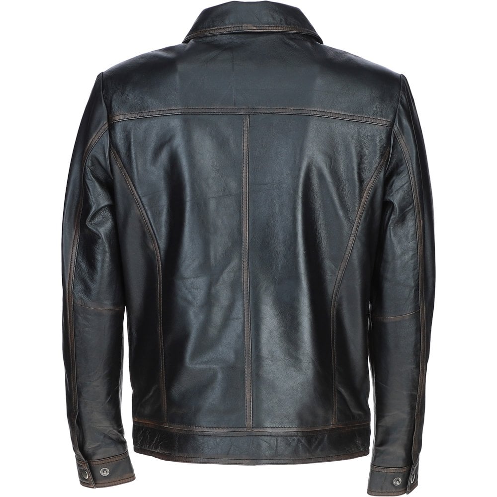 Black leather collar Jacket ATJ1006