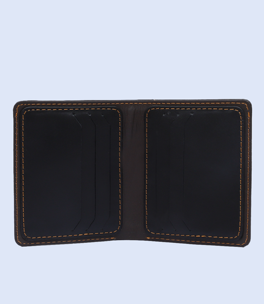 Black leather Vertical bi-fold card holder ATW1003